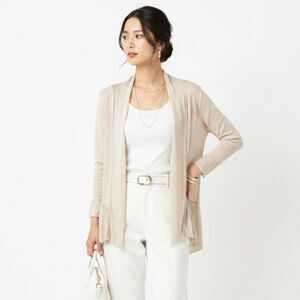 Piazza Del Tempio Tan Open Front Long Sleeve Blouse Top M